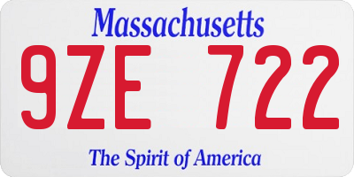 MA license plate 9ZE722