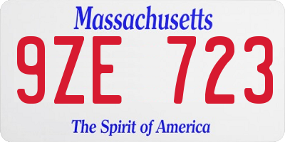 MA license plate 9ZE723