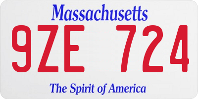 MA license plate 9ZE724