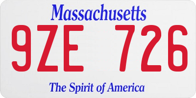 MA license plate 9ZE726