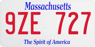 MA license plate 9ZE727