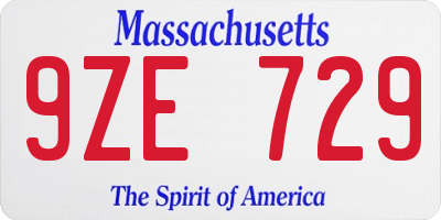 MA license plate 9ZE729