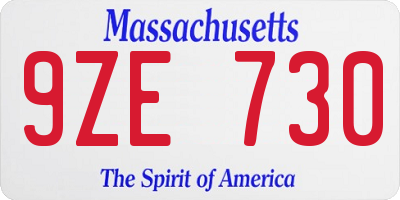 MA license plate 9ZE730