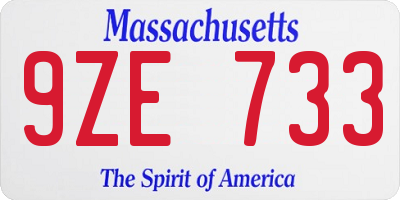 MA license plate 9ZE733