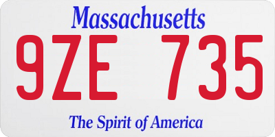 MA license plate 9ZE735