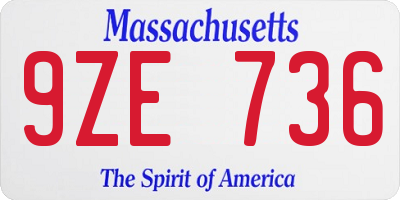 MA license plate 9ZE736