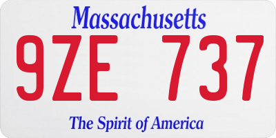 MA license plate 9ZE737