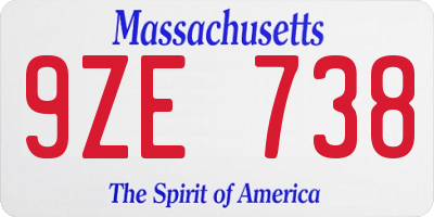 MA license plate 9ZE738