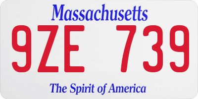 MA license plate 9ZE739