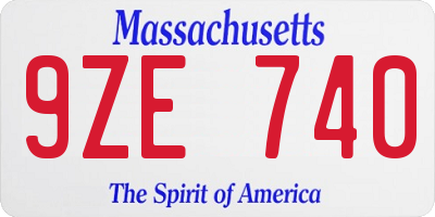 MA license plate 9ZE740