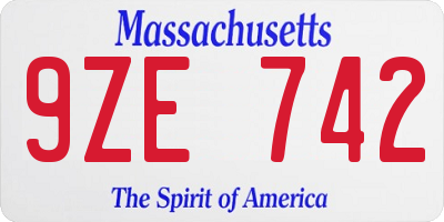 MA license plate 9ZE742