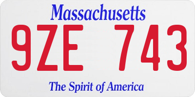 MA license plate 9ZE743