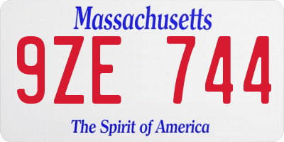 MA license plate 9ZE744