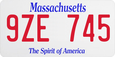 MA license plate 9ZE745