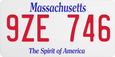 MA license plate 9ZE746