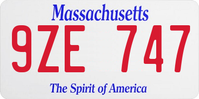 MA license plate 9ZE747