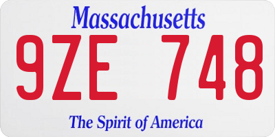 MA license plate 9ZE748