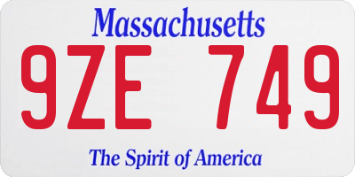 MA license plate 9ZE749