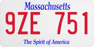 MA license plate 9ZE751