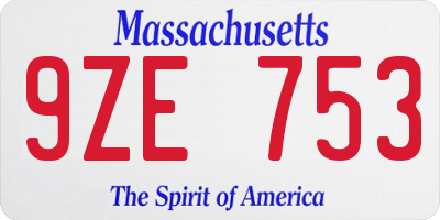 MA license plate 9ZE753
