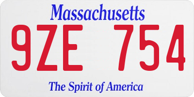 MA license plate 9ZE754