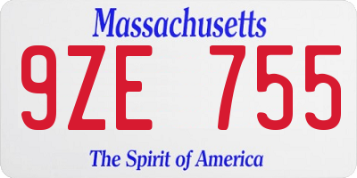 MA license plate 9ZE755