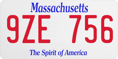 MA license plate 9ZE756