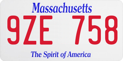 MA license plate 9ZE758