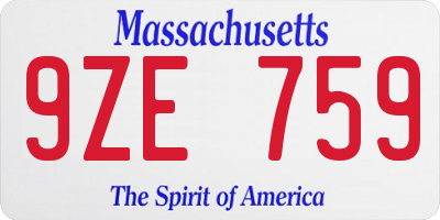 MA license plate 9ZE759