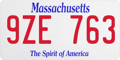 MA license plate 9ZE763