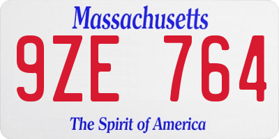 MA license plate 9ZE764