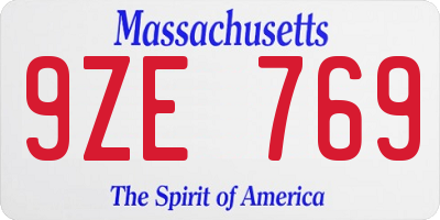 MA license plate 9ZE769