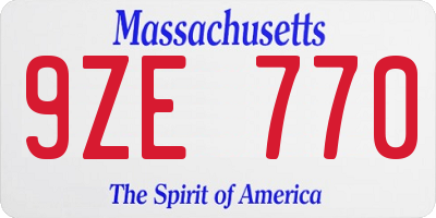 MA license plate 9ZE770