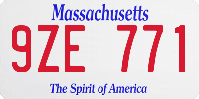 MA license plate 9ZE771