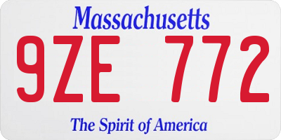 MA license plate 9ZE772