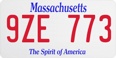 MA license plate 9ZE773