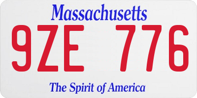 MA license plate 9ZE776