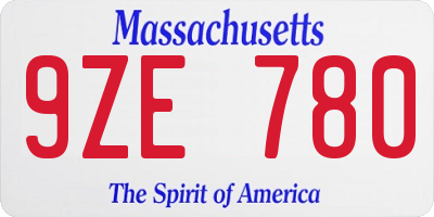 MA license plate 9ZE780