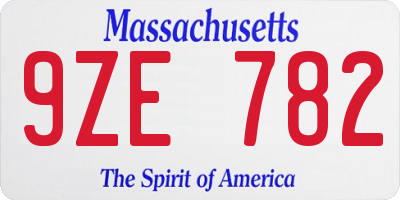 MA license plate 9ZE782