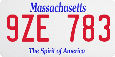 MA license plate 9ZE783
