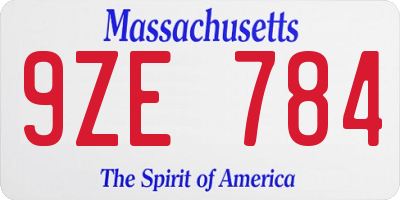 MA license plate 9ZE784