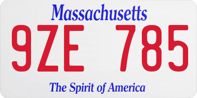 MA license plate 9ZE785