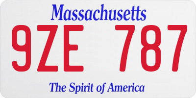 MA license plate 9ZE787