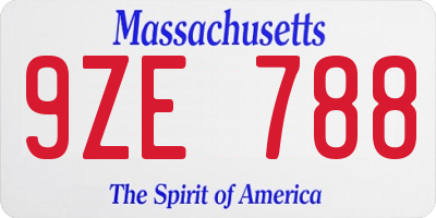 MA license plate 9ZE788