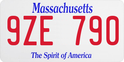 MA license plate 9ZE790