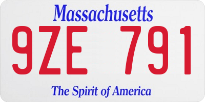 MA license plate 9ZE791