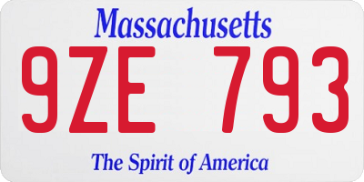 MA license plate 9ZE793