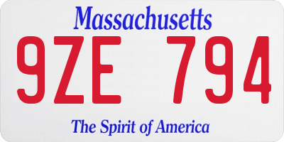 MA license plate 9ZE794