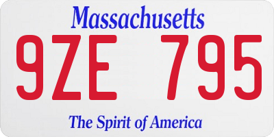 MA license plate 9ZE795