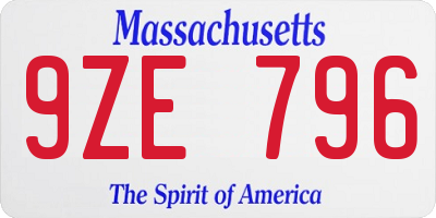 MA license plate 9ZE796